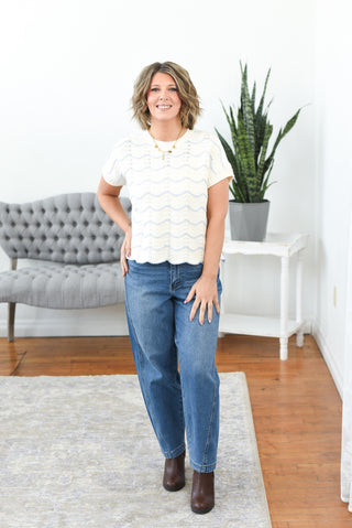 Laurin Scallop Trim Top