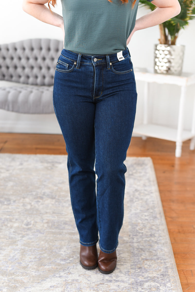 Mary High Rise Tummy Control Slim Straight Leg Judy Blue Jeans - Olive Rose  Boutique