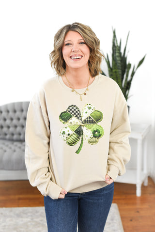 Patchwork Four Leaf Clover Pullover Sweatshirt (MADE TO ORDER)