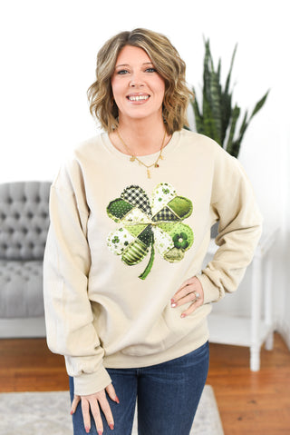 Patchwork Four Leaf Clover Pullover Sweatshirt (MADE TO ORDER)