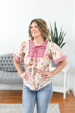 Renee Bell Sleeve Printed Blouse Top
