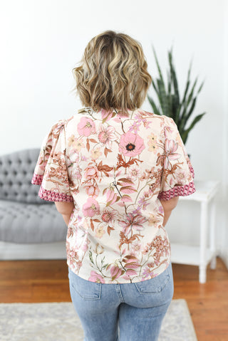 Renee Bell Sleeve Printed Blouse Top