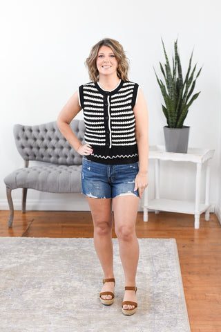 Alanna Striped Sleeveless Vest Top