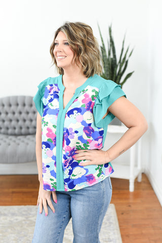 Solanah Flutter Sleeve Blouse Top