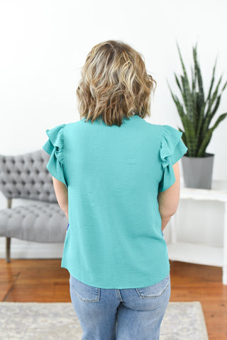 Solanah Flutter Sleeve Blouse Top