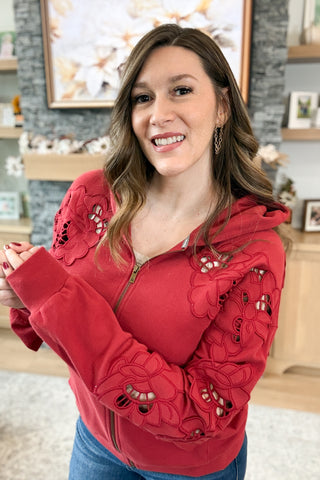 University Full Zip Hoodie - Love Story Crimson