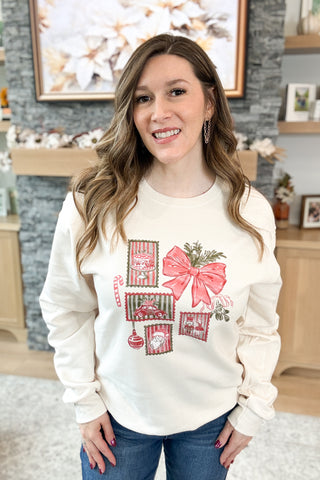 Christmas Stamps Pullover Sweatshirt (MADE TO ORDER)