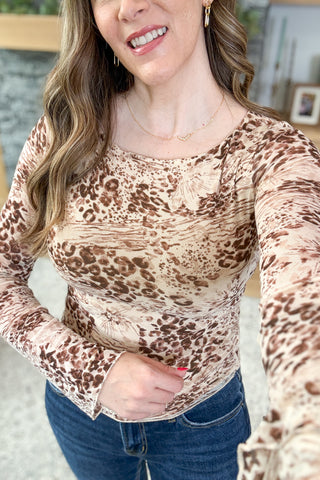 Untamed Animal Print Mesh Sleeve Top