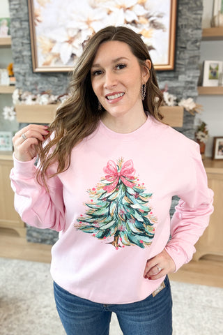 Watercolor Christmas Tree Pullover Sweatshirt (MADE TO ORDER)