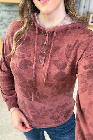 Cinnamon Spice Floral Hoodie Top