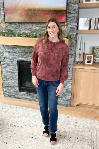 Cinnamon Spice Floral Hoodie Top