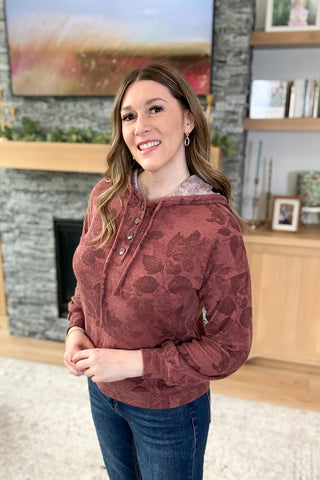 Cinnamon Spice Floral Hoodie Top