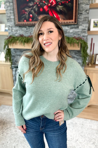 Aspen Stitched Bow Sleeve Sweater