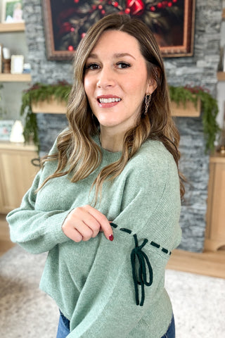 Aspen Stitched Bow Sleeve Sweater