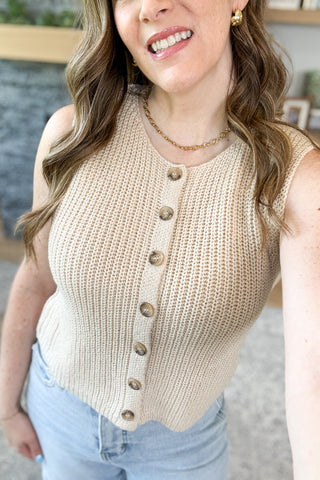 Cedar Rose Button Down Sleeveless Top