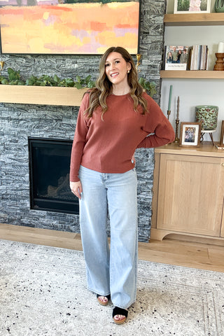 Sunset Trail Boat Neck Sweater Knit Top