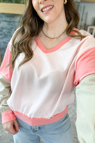 August Glow Color Block Pullover Top