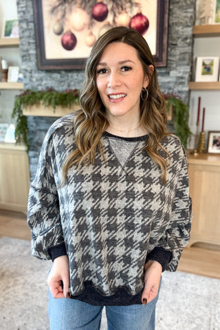 Harrison Houndstooth Print Hacci Top
