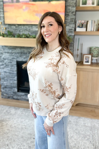 Fall Meadow Floral Toile Pullover Top