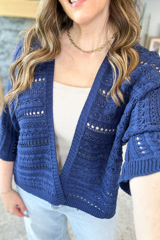 Maeve Crochet Knit Open Cardigan