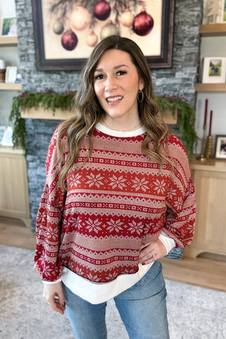 Noelle Snowflake Print Top FINAL SALE