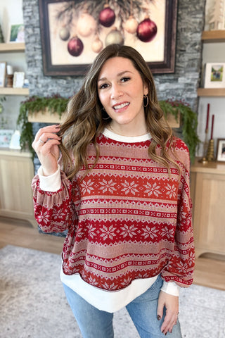 Noelle Snowflake Print Top FINAL SALE