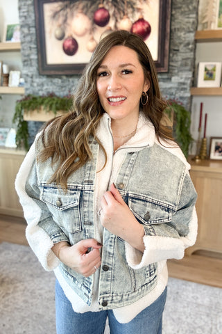 Mollie Denim Sherpa Contrast Jacket