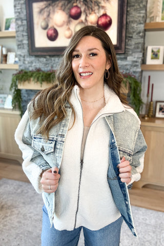 Mollie Denim Sherpa Contrast Jacket