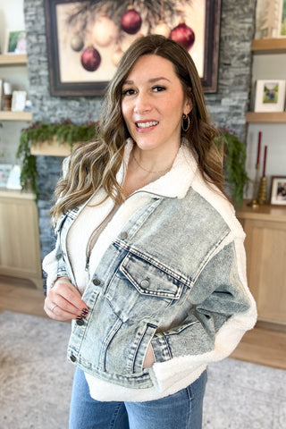 Mollie Denim Sherpa Contrast Jacket