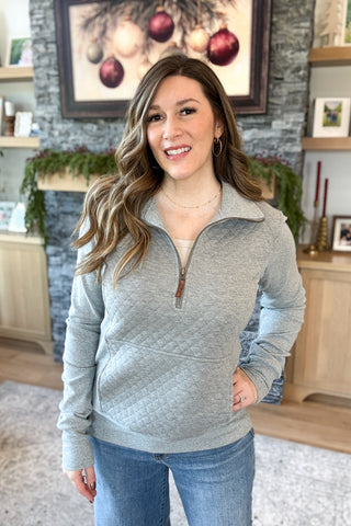 Quilted HalfZip Pullover - Charcoal