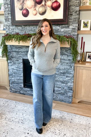 Quilted HalfZip Pullover - Charcoal