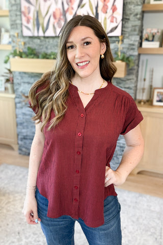 Maroon Bay Pinstripe Button Down Shirt