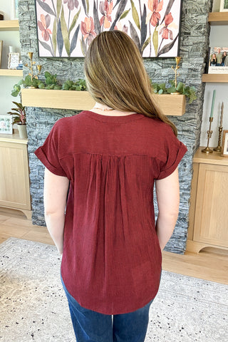 Maroon Bay Pinstripe Button Down Shirt