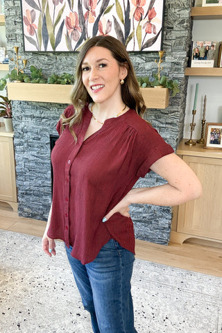Maroon Bay Pinstripe Button Down Shirt