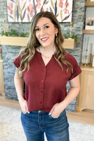 Maroon Bay Pinstripe Button Down Shirt