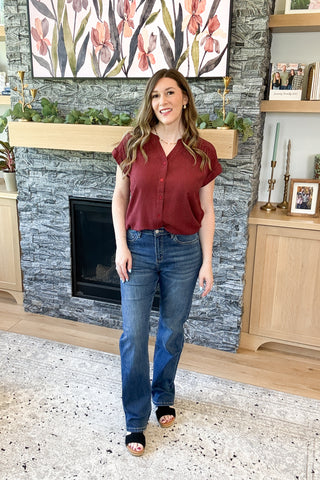 Maroon Bay Pinstripe Button Down Shirt