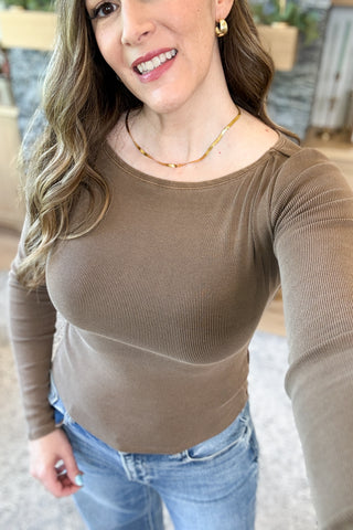 Heatherwood Ribbed Knit Top