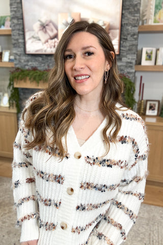 Maren Button Down Striped Cardigan