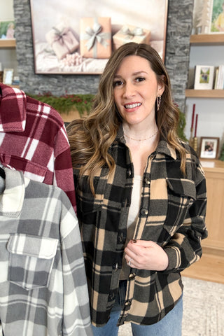 Rustic Ridge Plaid Fleece Shacket DOORBUSTER FINAL SALE