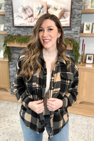 Rustic Ridge Plaid Fleece Shacket DOORBUSTER FINAL SALE