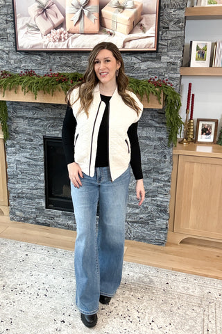 Quincy Quilted Jersey Knit Zip Up Vest