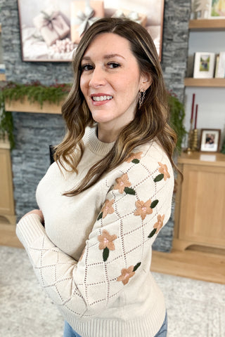 Cynthia Floral Embroidered Crew Neck Sweater