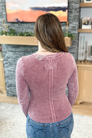 Ember Vintage Wash Henley Top