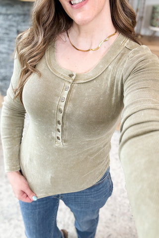 Ember Vintage Wash Henley Top