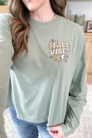 Fall Vibes Boxy Long Sleeve - Pocket Logo