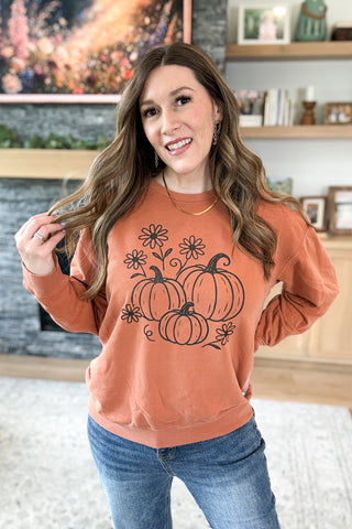 Pumpkin Line Art Pullover Sweatshirt