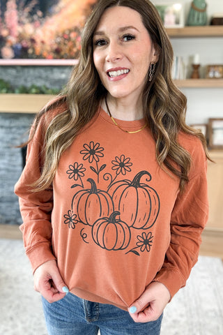 Pumpkin Line Art Pullover Sweatshirt