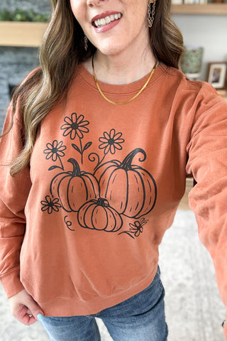 Pumpkin Line Art Pullover Sweatshirt