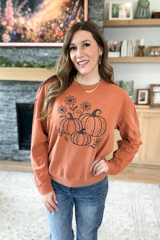 Pumpkin Line Art Pullover Sweatshirt