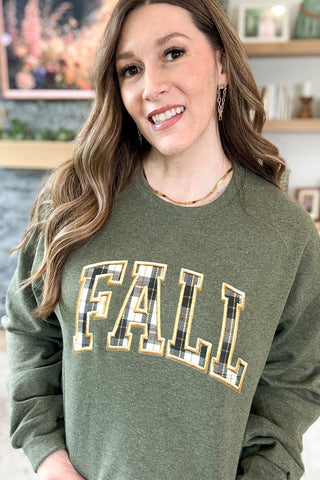 Plaid FALL Faux Stitched Pullover Sweatshirt
